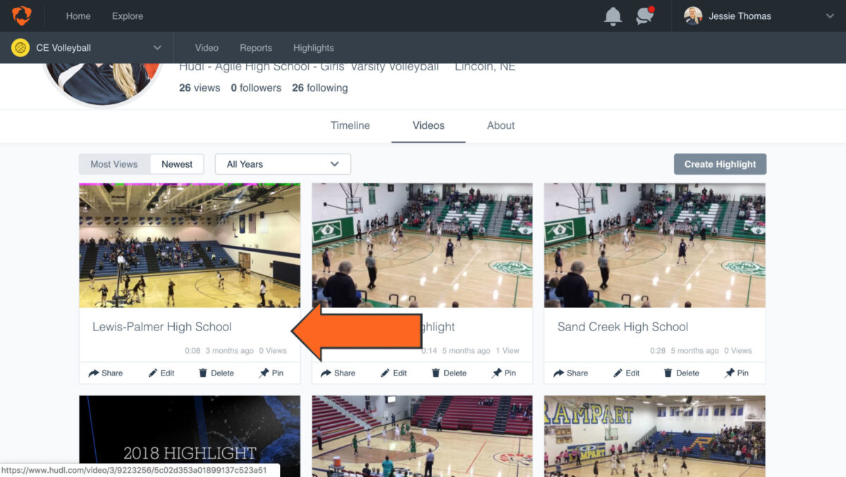 how to download hudl highlights - Click on the high­light you’d like to order