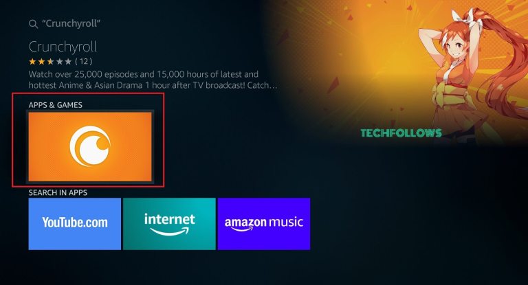 how to watch crunchyroll on TV device (for example: firestick, XBOX, PS4, chromecast,Roku, XBMC..) - select the Crunchyroll App icon