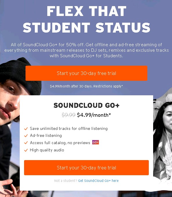 Get half off of soundcloud go