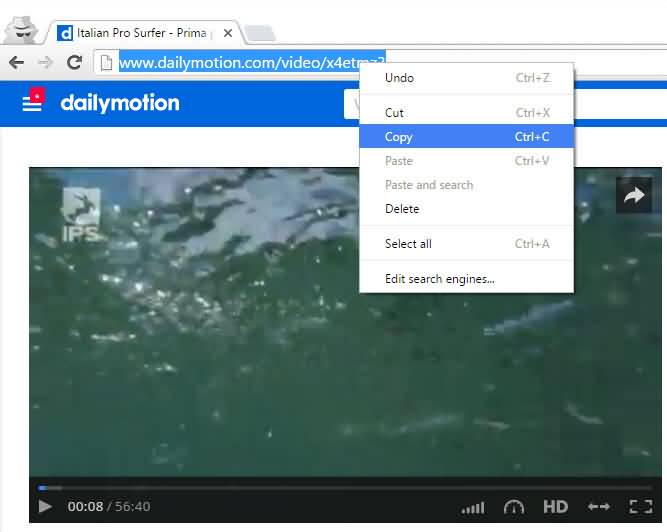 copy dailymotion url link